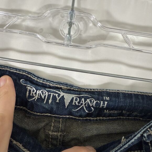Trinity Ranch Jeans Womens 17 35x35 Dark Wash Blue Denim Bedazzled Cotton Blend - Picture 7 of 16